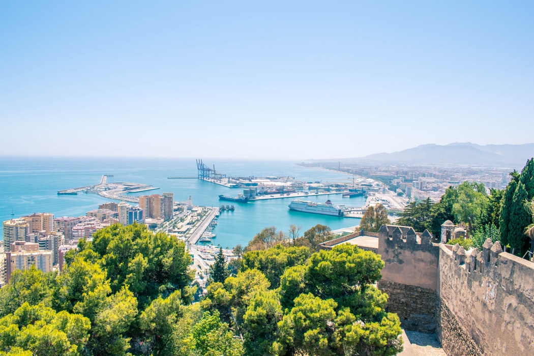 Malaga view over the harbor