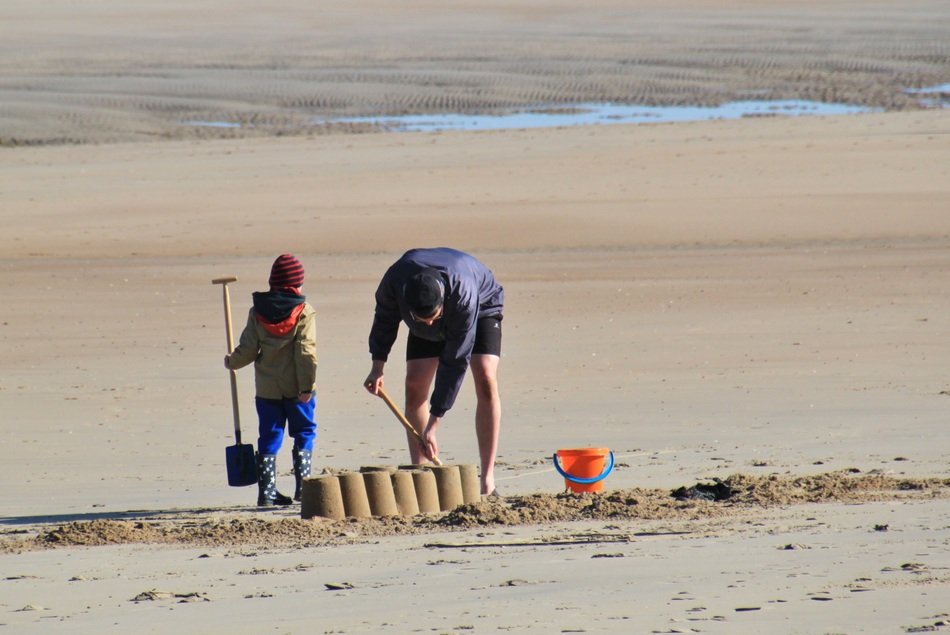 building a sand castle