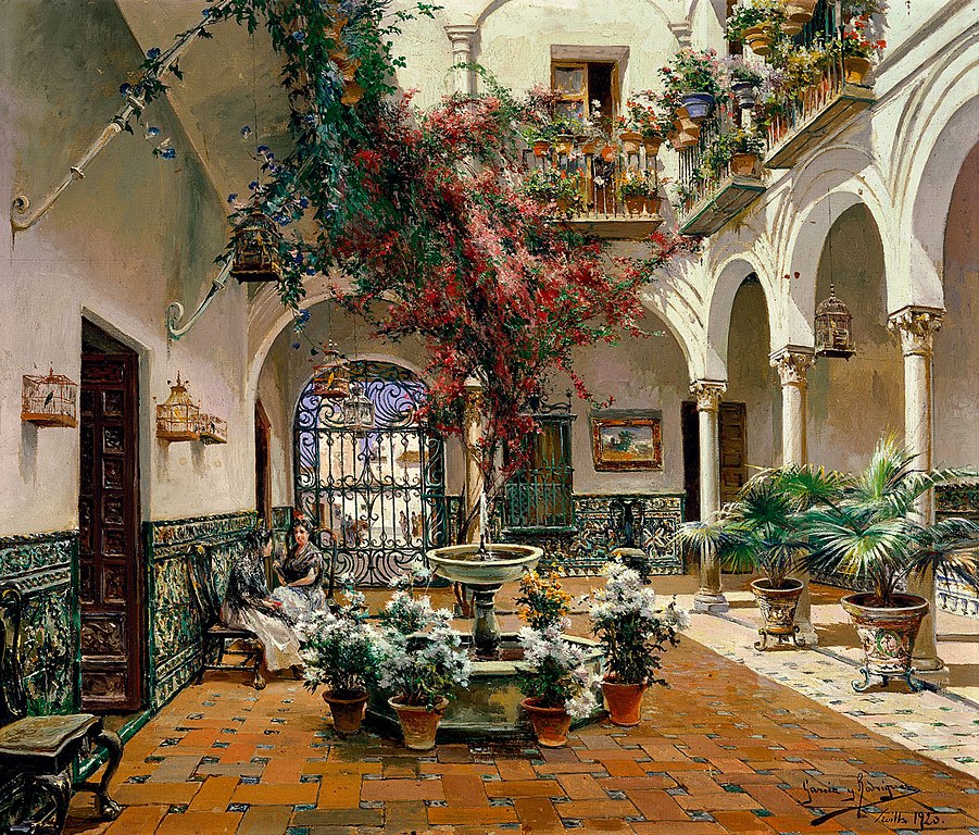 Interior Courtyard, Seville - painting in Carmen Thyssen Museum