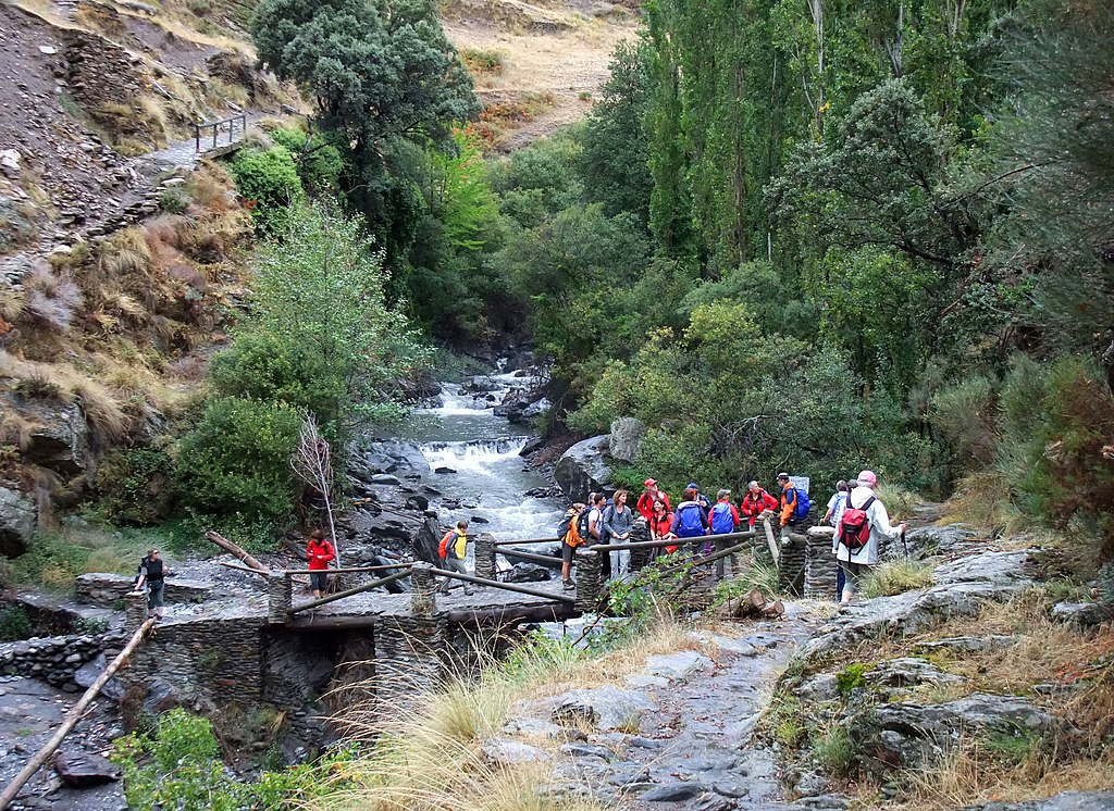 Stone bridge over Rio Poqueira, Sierra Nevada, Andalusia in Spain