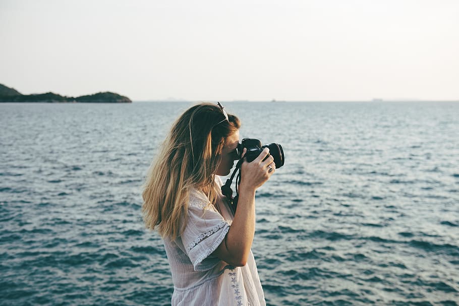 Taking a photo on the beach